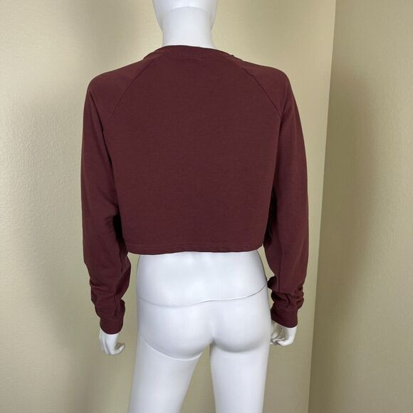 Gymshark Women's Size M Brown Training Cropped Crewneck Sweater Athleisure Yoga - Picture 7 of 14